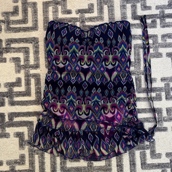 BECCA Other - BECCA blue ikat print one piece ladies bathing suit size M